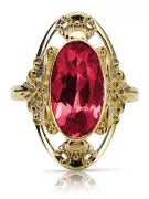 Vintage Stil Ring Rubinrot 14 Karat Gelbgold vrc014y